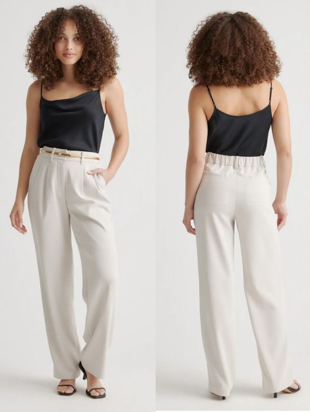 Quince Stretch Crepe Pleated Wide Leg Pants